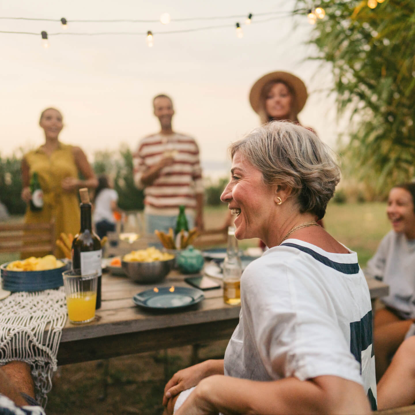 Family having a gathering outside