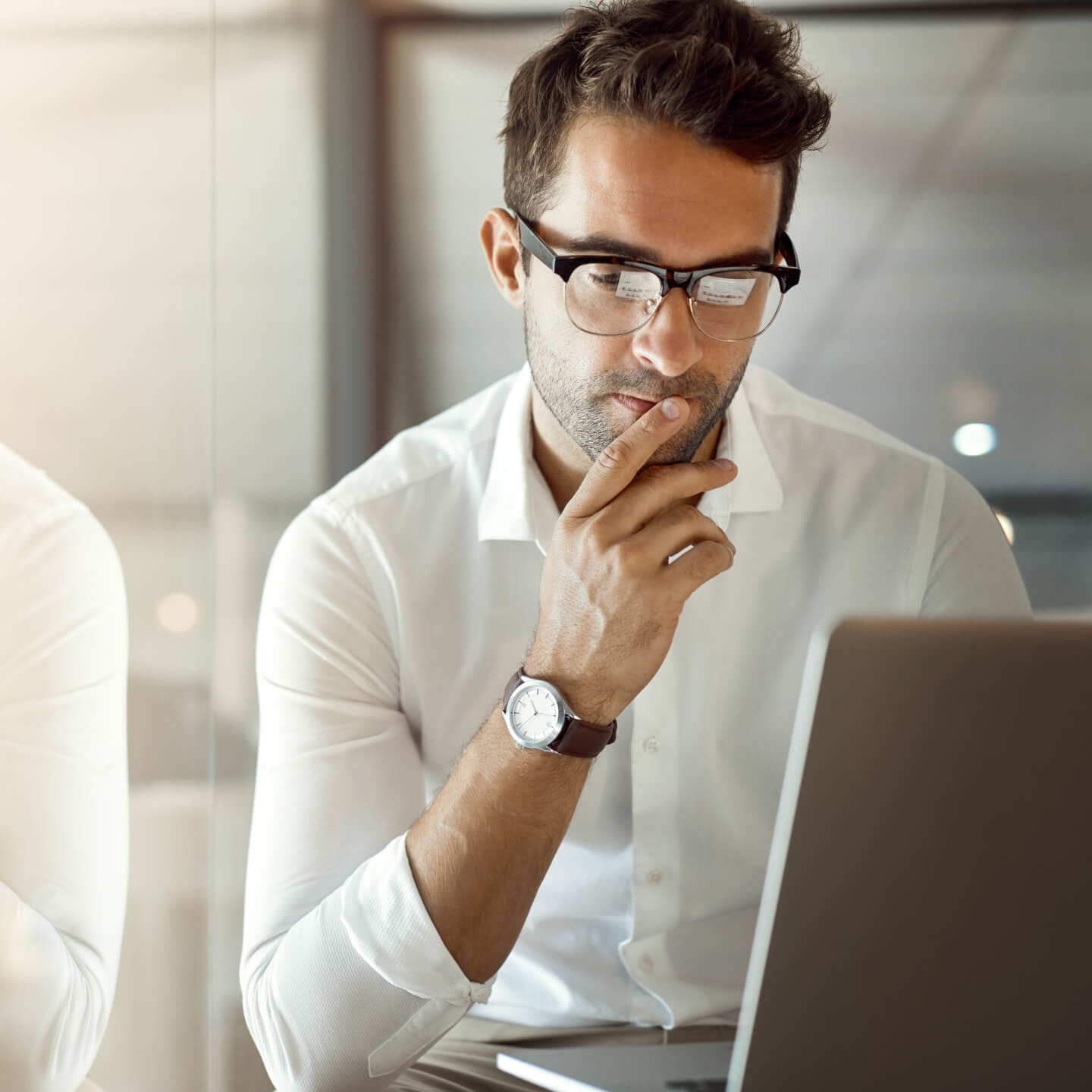 Professional businessman working on laptop