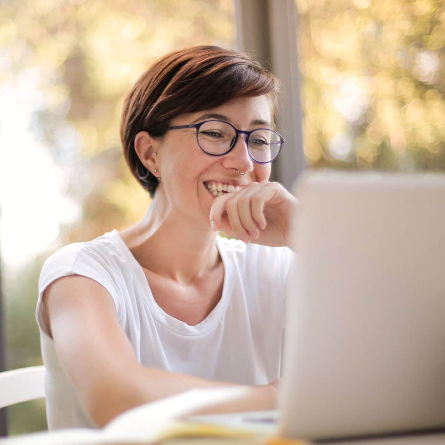Woman working on laptop